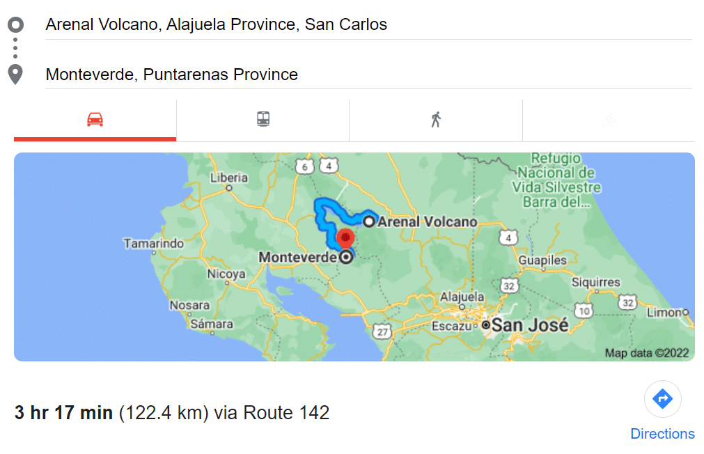 How to Get From Arenal and La Fortuna to Monteverde