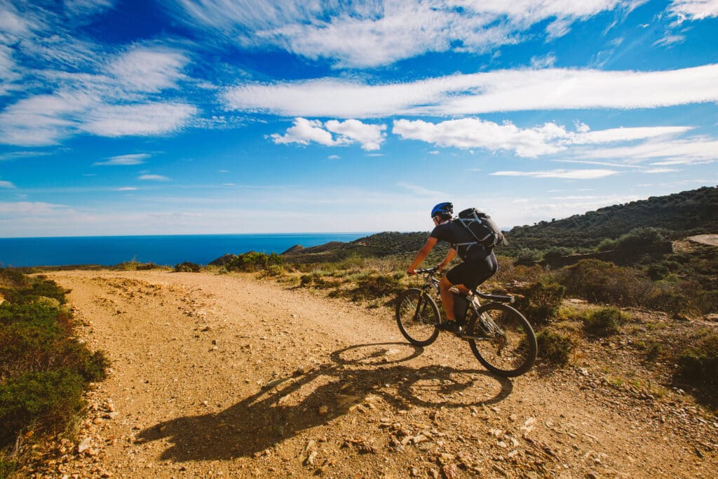 A tourists on a Monteverde Mountain Bike Tour