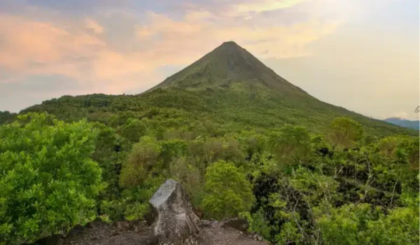 A path with Arenal Volcano in the background