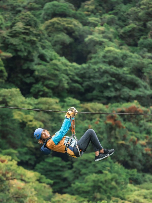 A person on a zipline at Monteverde Tours.