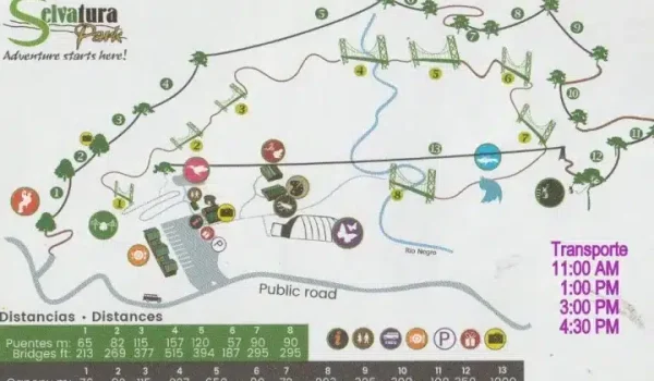 Selvatura Zip Lines Map